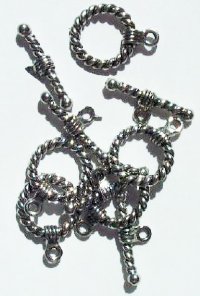 5 16mm Antique Silver Twisted Rope Toggle Clasps